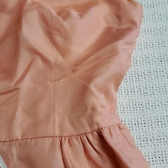 Vintage HandCrafted Pink Peach Lined Zippered Sleeveless Pleated Midi Sz S Dress - Picture 3 of 13